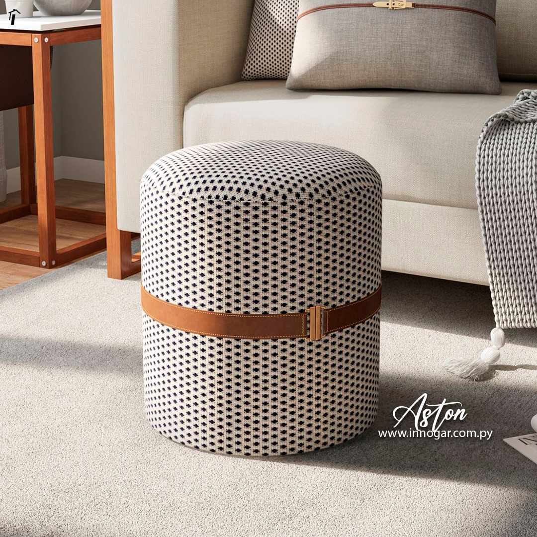 Puff Aston Blanco Azul 