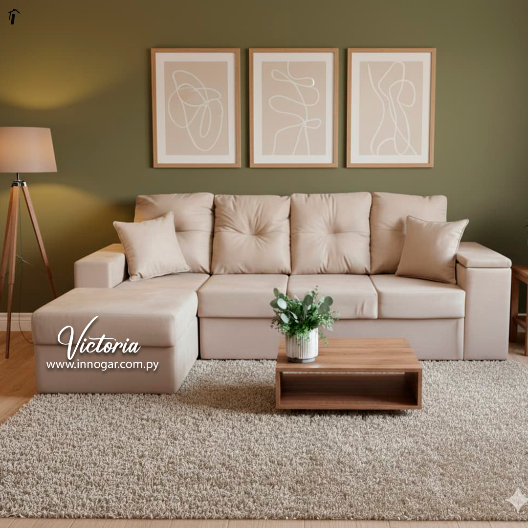 Sofa Victoria 3L con Chaise Beige 