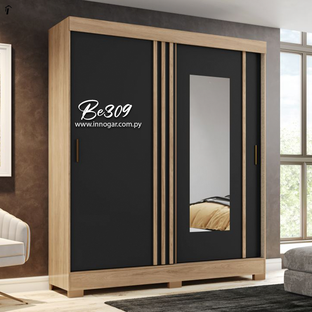 Ropero Be309 Puertas Deslizante Jequitiba Preto 
