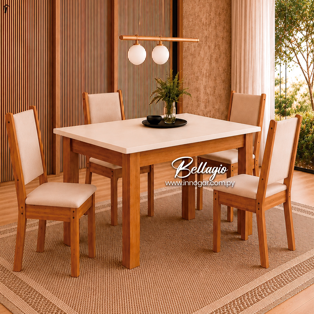 Juego de Comedor Bellagio Freijo UV Off White 