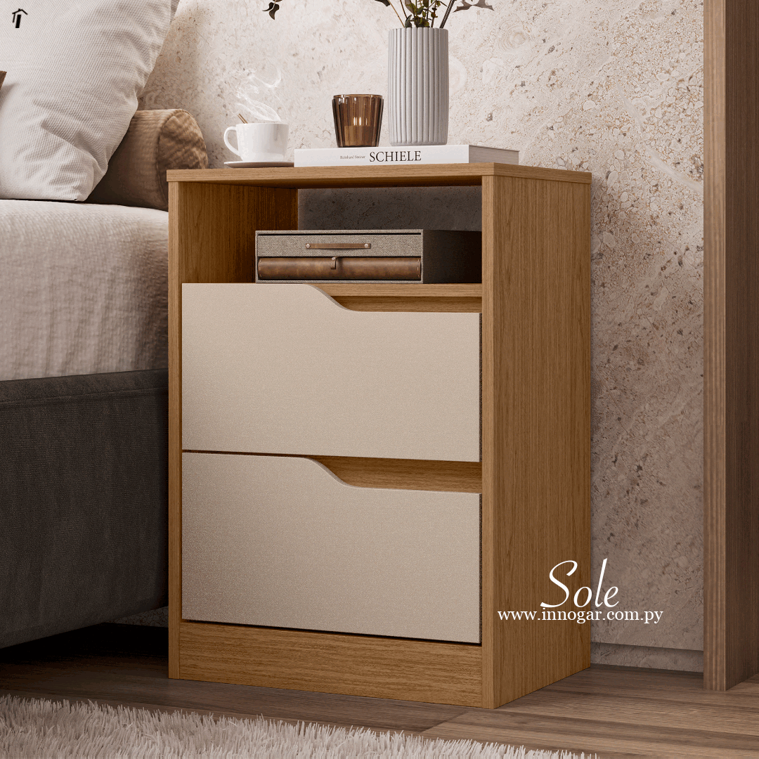 Mesa de luz Sole / Jatoba Fendi Metalico