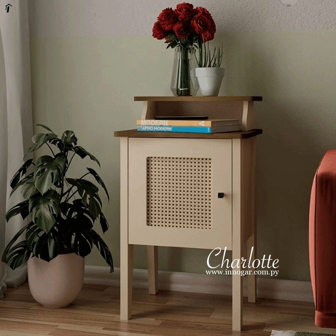 Mesa Lateral Charlotte / Pinho Off White