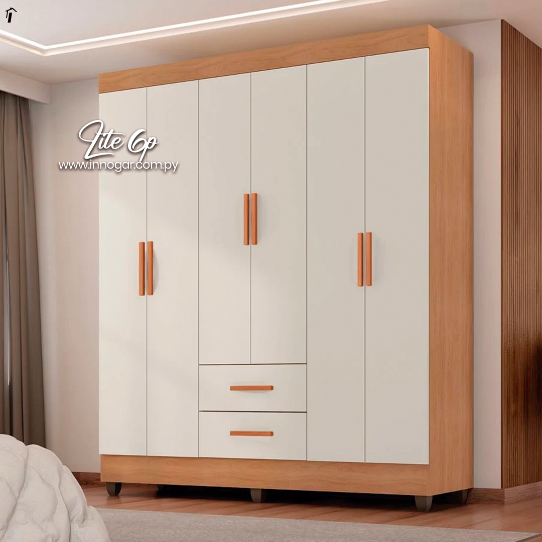 Ropero Lite 6 Puertas Nature Off White 
